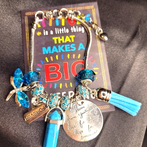 TURQUOISE BULLET PENDANT CHARM BRACELETS - Picture 4 of 5